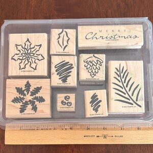 Stampin' Up! Christmas Rubber Stamp Set with Black Designs